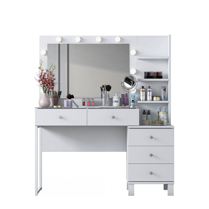 Hanah Home Mesa de Maquillaje con 10 Focos Blanco Hanah Home Mesa de Maquillaje con 10 Focos Blanco